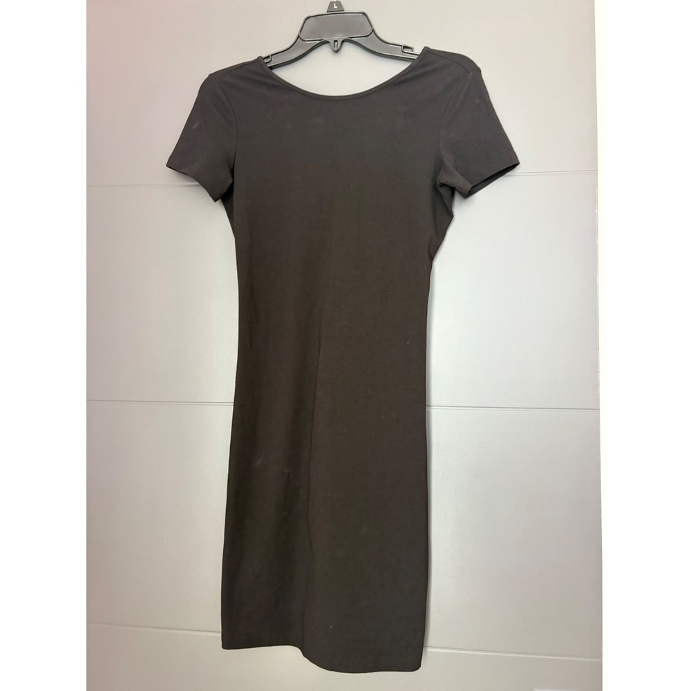 Theory Luchia Rubric Black Twist Front Short Sleeve Sheath Dress Size P